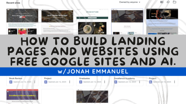 How to build landing pages and websites using FREE GOOGLE SITES and AI.